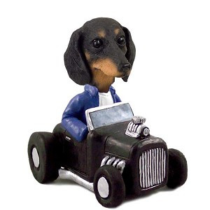 Black Dachshund Hot Rod Doogie Collectible Dog Figurine