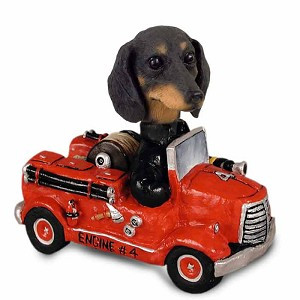 Black Dachshund Fire Engine Doogie Collectible Dog Figurine