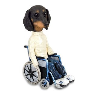 Black Dachshund Wheelchair Doogie Collectible Dog Figurine