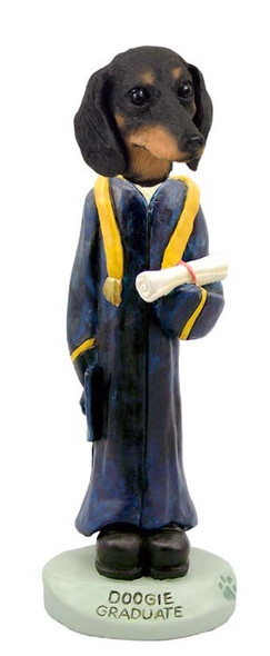 Black Dachshund Graduate Doogie Collectible Dog Figurine