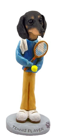 Black Dachshund Tennis Player Doogie Collectible Dog Figurine