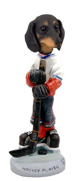 Black Dachshund Hockey Player Doogie Collectible Dog Figurine