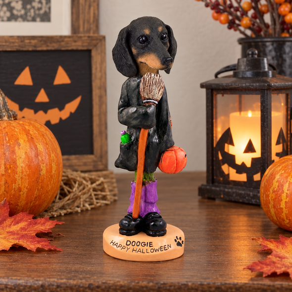 Black Dachshund Happy Halloween Doogie Collectible Dog Figurine