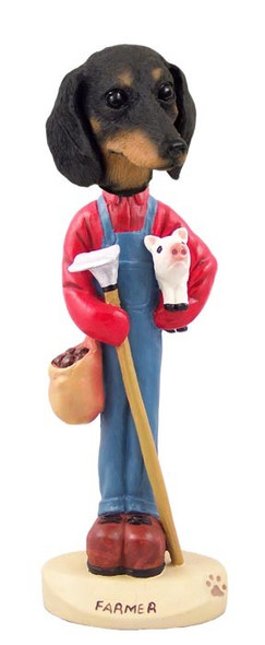 Black Dachshund Farmer Doogie Collectible Dog Figurine
