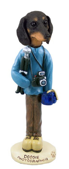 Black Dachshund Photographer Doogie Collectible Dog Figurine
