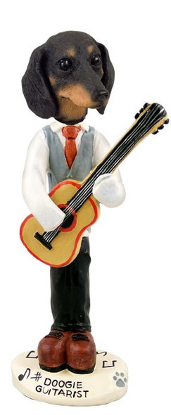 Black Dachshund Guitarist Doogie Collectible Dog Figurine