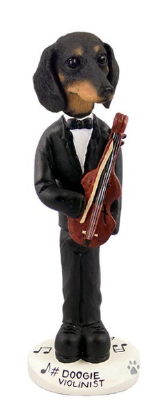 Black Dachshund Violinist Doogie Collectible Dog Figurine