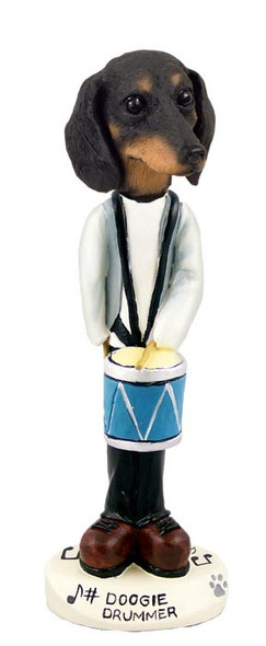 Black Dachshund Drummer Doogie Collectible Dog Figurine