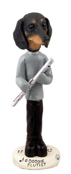 Black Dachshund Flutist Doogie Collectible Dog Figurine