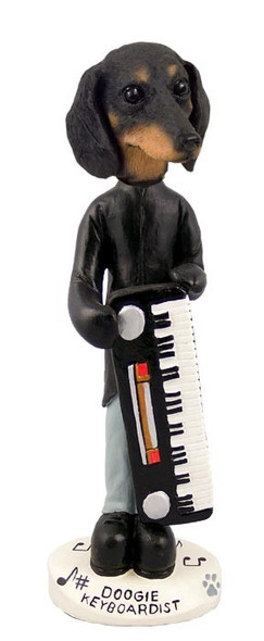 Black Dachshund Keyboardist Doogie Collectible Dog Figurine