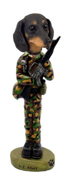 Black Dachshund U S Army Doogie Collectible Dog Figurine