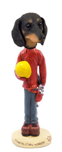 Black Dachshund Construction Worker Doogie Collectible Dog Figurine