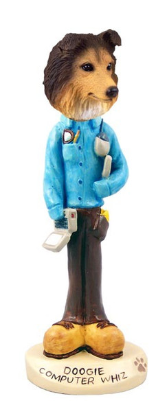 Sable Sheltie Computer Whiz Doogie Collectible Dog Figurine