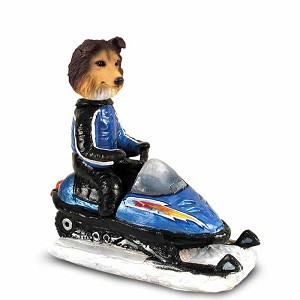 Sable Sheltie Snowmobile Doogie Collectible Dog Figurine