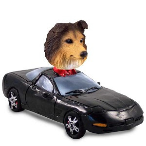 Sable Sheltie Sports Car Doogie Collectible Dog Figurine