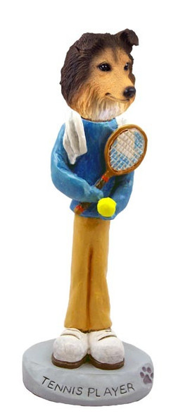 Sable Sheltie Tennis Player Doogie Collectible Dog Figurine