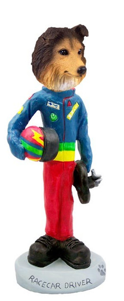 Sable Sheltie Racecar Driver Doogie Collectible Dog Figurine