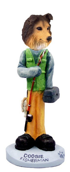 Sable Sheltie Fisherman Doogie Collectible Dog Figurine