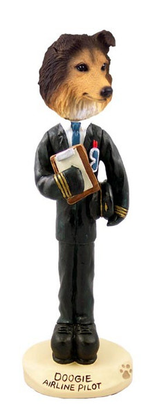 Sable Sheltie Airline Pilot Doogie Collectible Dog Figurine