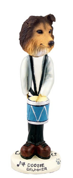 Sable Sheltie Drummer Doogie Collectible Dog Figurine