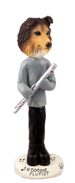 Sable Sheltie Flutist Doogie Collectible Dog Figurine