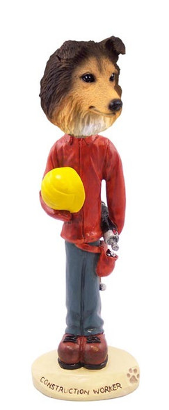 Sable Sheltie Construction Worker Doogie Collectible Dog Figurine