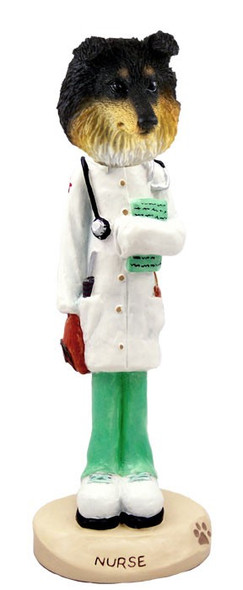 Tricolor Sheltie Nurse Doogie Collectible Dog Figurine