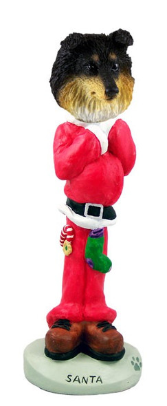 Tricolor Sheltie Santa Doogie Collectible Dog Figurine