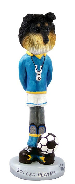 Tricolor Sheltie Soccer Doogie Collectible Dog Figurine