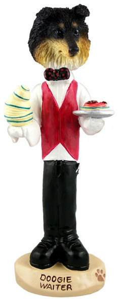 Tricolor Sheltie Waiter Doogie Collectible Dog Figurine