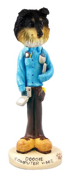 Tricolor Sheltie Computer Whiz Doogie Collectible Dog Figurine