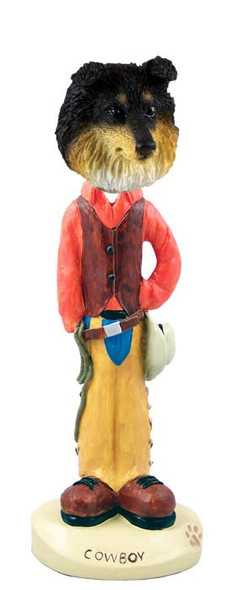Tricolor Sheltie Cowboy Doogie Collectible Dog Figurine