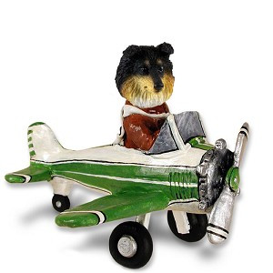 Tricolor Sheltie Airplane Doogie Collectible Dog Figurine
