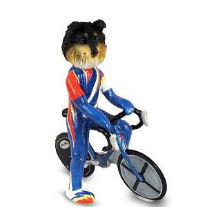 Tricolor Sheltie Bicycle Doogie Collectible Dog Figurine