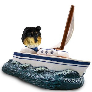 Tricolor Sheltie Sailboat Doogie Collectible Dog Figurine