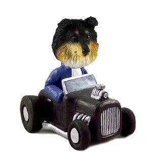 Tricolor Sheltie Hot Rod Doogie Collectible Dog Figurine