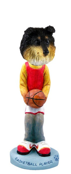 Tricolor Sheltie Basketball Doogie Collectible Dog Figurine