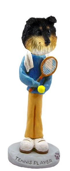 Tricolor Sheltie Tennis Player Doogie Collectible Dog Figurine