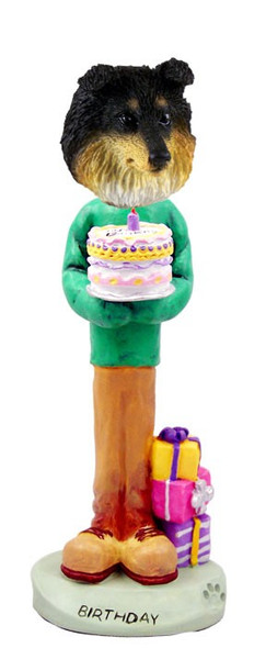Tricolor Sheltie Birthday Doogie Collectible Dog Figurine