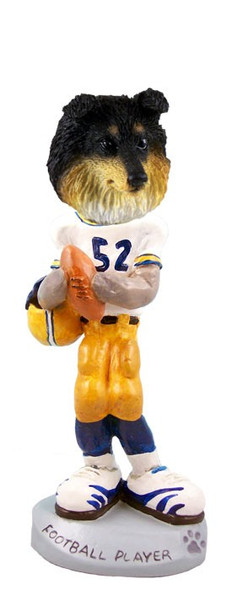 Tricolor Sheltie Football Player Doogie Collectible Dog Figurine