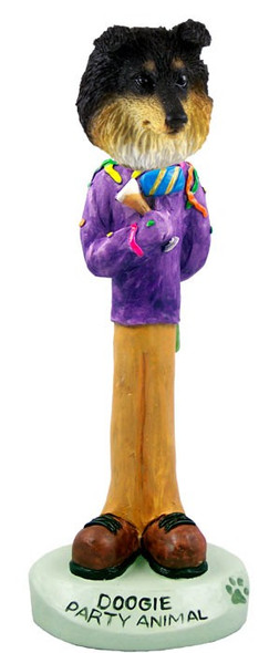 Tricolor Sheltie Party Animal Doogie Collectible Dog Figurine