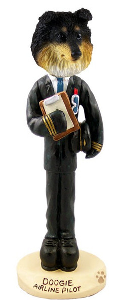 Tricolor Sheltie Airline Pilot Doogie Collectible Dog Figurine