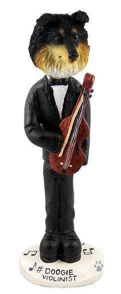 Tricolor Sheltie Violinist Doogie Collectible Dog Figurine