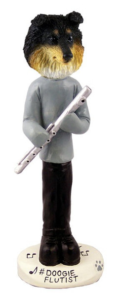 Tricolor Sheltie Flutist Doogie Collectible Dog Figurine