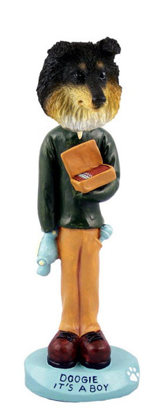 Tricolor Sheltie It's a Boy Doogie Collectible Dog Figurine