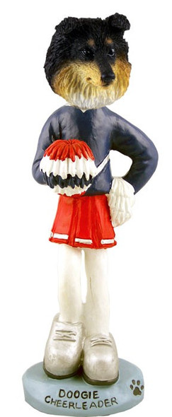 Tricolor Sheltie Cheerleader Doogie Collectible Dog Figurine