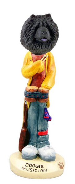 Black Chow Musician Doogie Collectible Dog Figurine