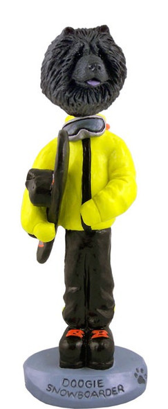Black Chow Snowboarder Doogie Collectible Dog Figurine