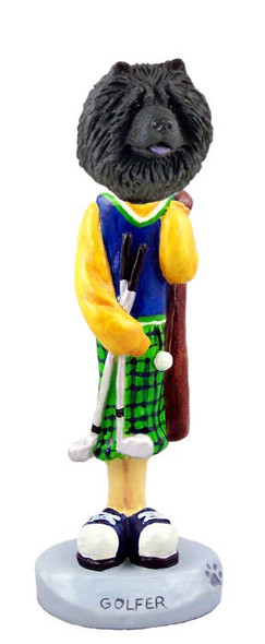 Black Chow Golf Doogie Collectible Dog Figurine