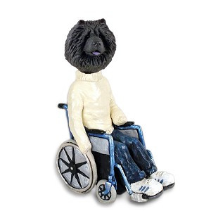 Black Chow Wheelchair Doogie Collectible Dog Figurine